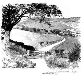 Frank Patterson illustration of a road in Sussex used on the Open-Ended Counselling page of Gill Jackman, a counsellor working in the Chew Valley, North Somerset